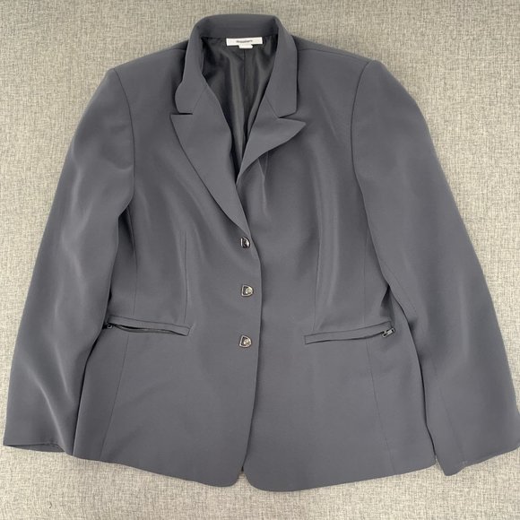 Dressbarn‎ Gray Suit Jacket Size 12 Lined 3 Snaps Closure Long Sleeve Polyester - Picture 1 of 15